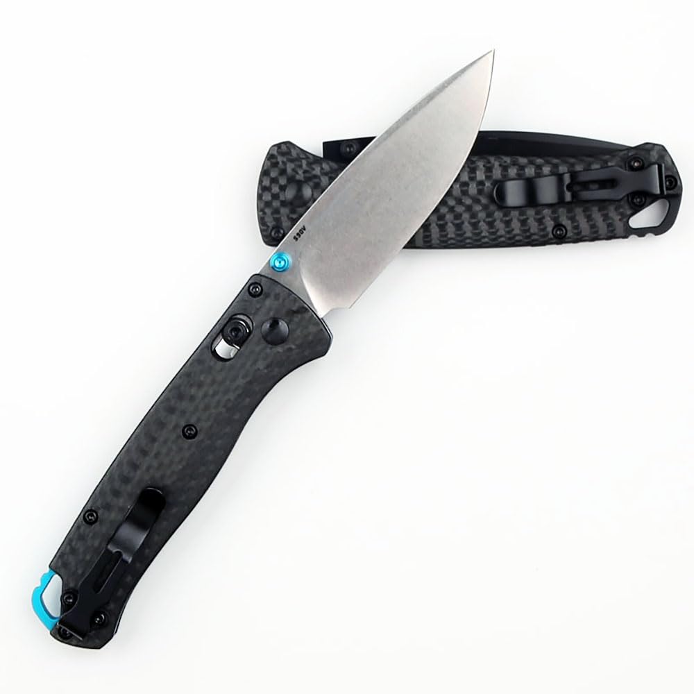 Outdoor Messer Survival Tragbar Taschenmesser Flach Aus Edelstahl S90V, Robust Leicht Kohlefaser Klappmesser, Camper Jagdmesser taktische messer, Klein EDC Tanto Messer mit Taschenclip und Axis Lock
