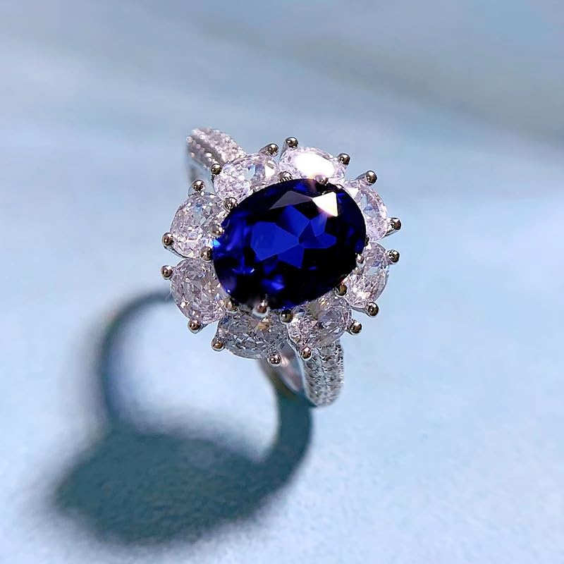 S925 Sterling Silver Sapphire Engagement Ring with Natural Oval Sapphire and Luxurious Moissanite Accents, Timeless Sapphire Jewelry Piece2