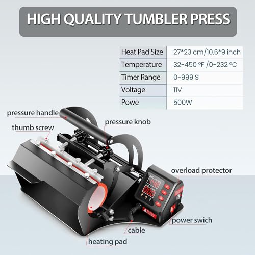 Tumbler Press Machine, 11oZ-30oZ Mug DIY Vinyl Heat Transfer miniatura 5