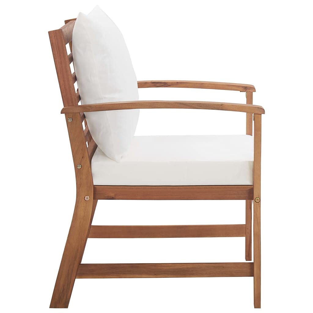 Set di 4 pezzi da giardino con cuscini in legno massello di acacia, set di mobili da giardino, patio, cortile, terrazza, balcone, divano, seduta, mobili ad angolo