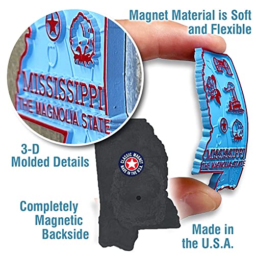 Imán decorativo pequeño Mississippi clásico de caucho miniatura 3