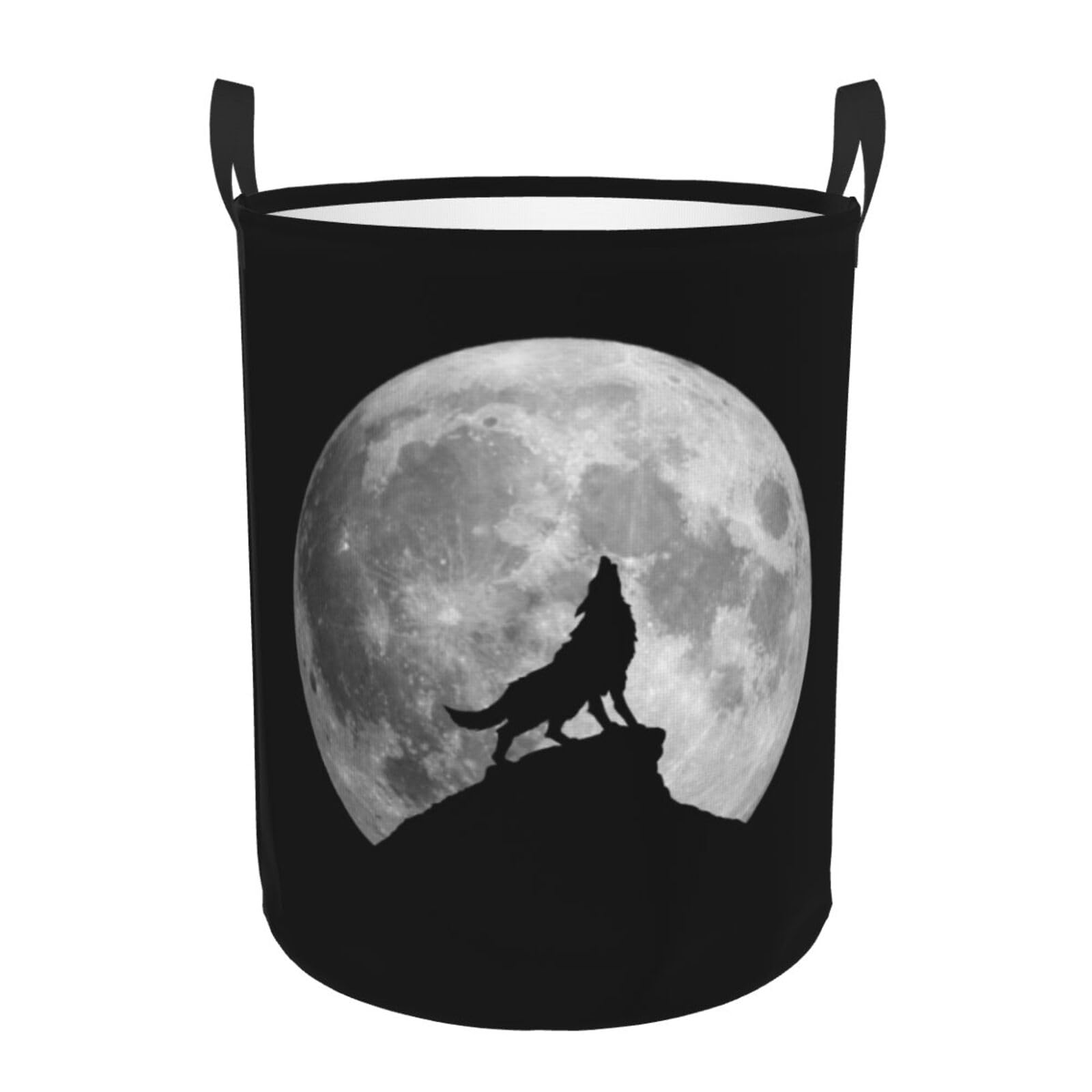 Laundry Basket Wolf Howling Laundry Hamper Waterproof Idea Hampers Large Collapsible Baskets with Handle Suitable for Bedroom Bathroom Utility Room Kitchen