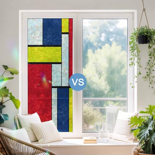 Vinilo para ventana privacidad estático multicolor 19.6 x 39.3 pulg miniatura 2