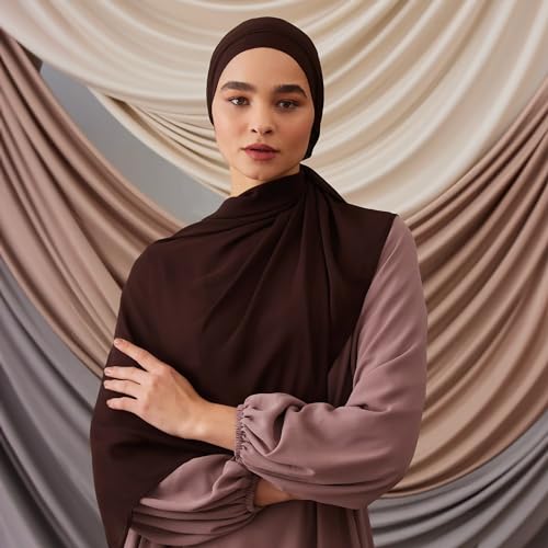 Modest Instant Chiffon Hijab | Easy To Wear, Pre-Sewn, Premium Lightweight, Flowy, Chiffon Wrap Head Scarf for Women3