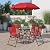 EMMA + OLIVER 6 Piece Red Patio Garden Set with Table, Umbrella and 4 Folding Chairs
