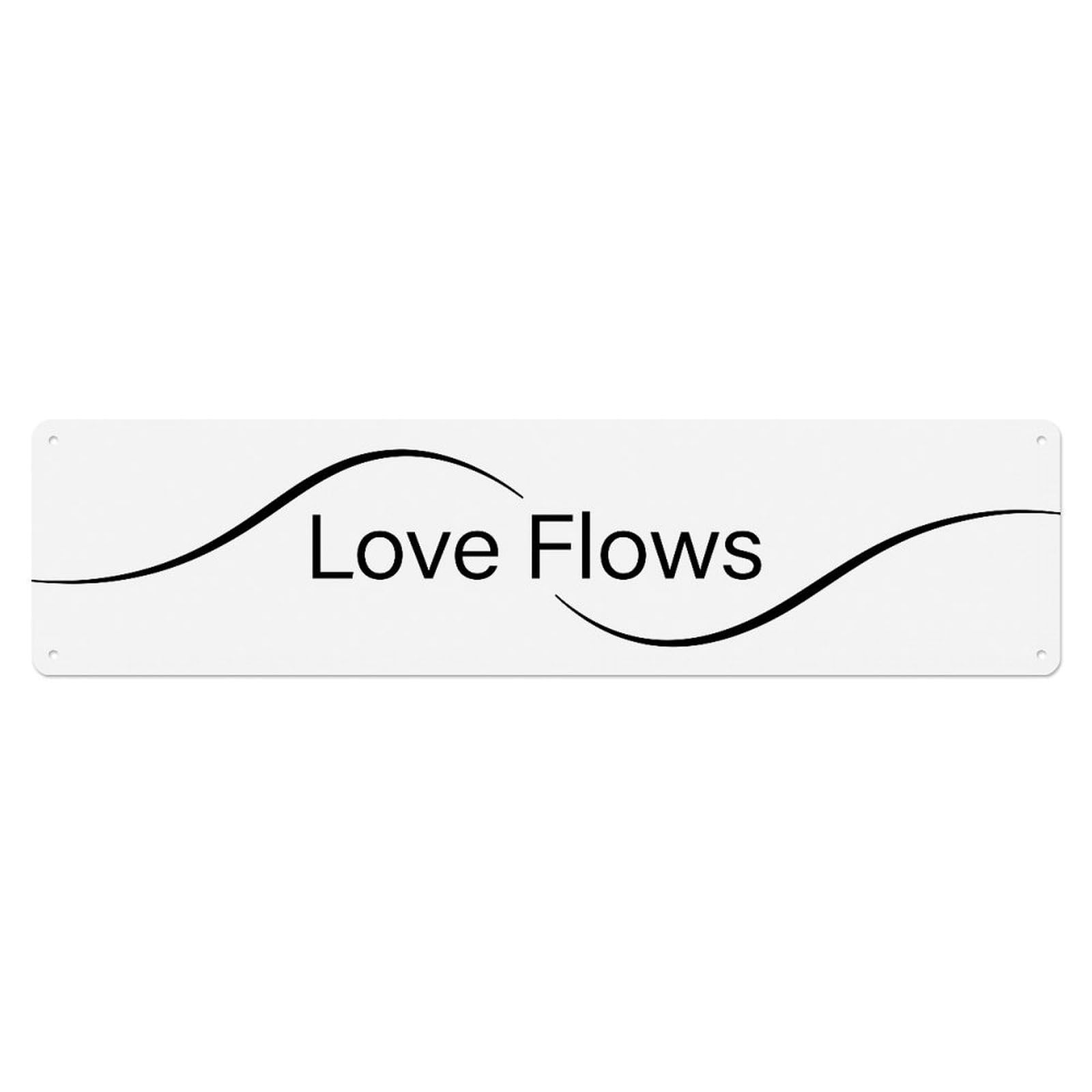 Love Flows Endless Current Metal Tin Skinny Sign Plaque Wall Decor for Cafe, Club Bar, Office, Home Garden Metal Poster 4x16Inch