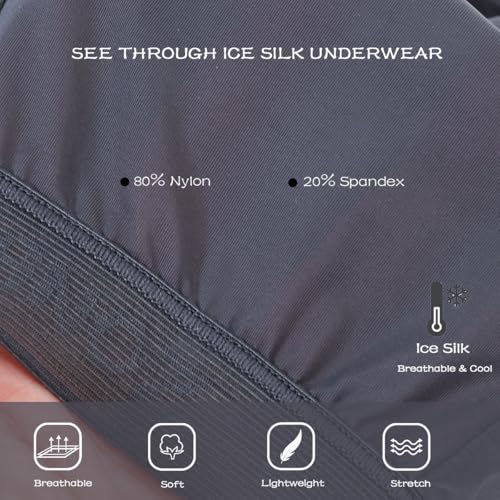 ZONBAILON Breathable Ice Silk Men's Boxer Briefs See-Through Underwear Trunk Transparent Stretch3