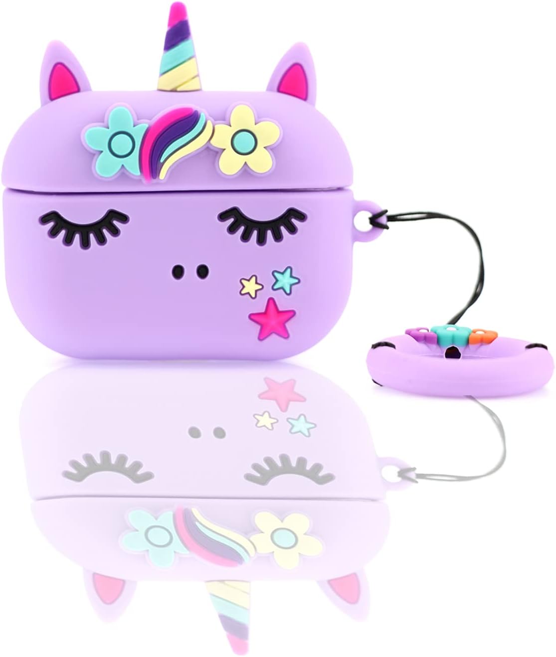 Compatible with Airpods PRO Charging Case, Artibox 3D Cartoon Star Unicorn Silicone Case Shockproof Protective Skin Earphone Cover for Girls Kids Women(Purple)