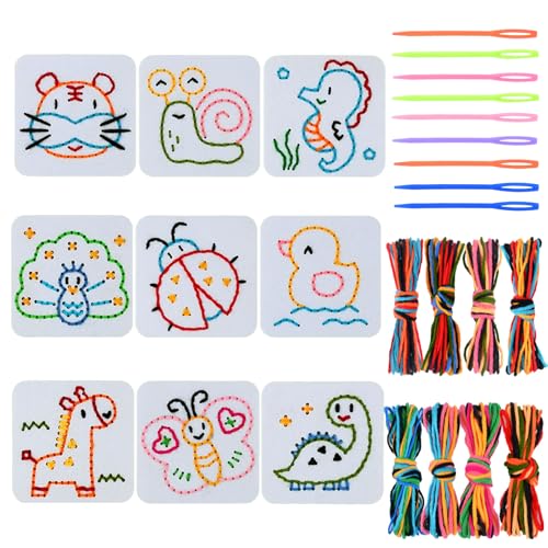 AYNKH 9 PCS Jouets à Lacer pour Enfants 2-7 ans, Jeux de Couture, Jouets Sensoriels 5-8 ans, Motricité Fine, Cadeaux d'Anniversaire