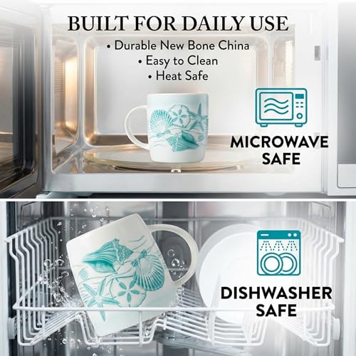 Taza Cape Shore New Bone China 14 oz con conchas miniatura 3