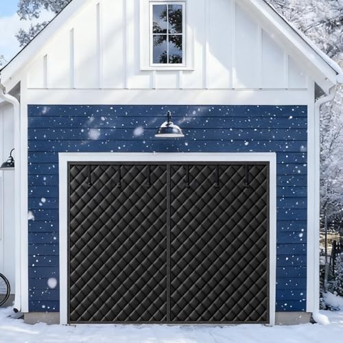 マグネット式ガレージドアスクリーン 冬用ガレージマグネット断熱ドアカーテン 防寒防水、防風保温、オックスフォード布 車用ガレージドアカーテン断熱キット 取り付け簡単(黒,254x248cm)