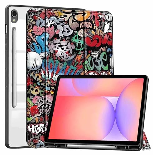 Image of ProElite Cover for Samsung Galaxy Tab S10 Lite 10.9 inch / Tab S9 FE 10.9 inch /Tab S10 FE /Tab S9 11 inch Cover Case, Smart Flip Case Cover with S Pen Holder, Hippy [Transparent Back]