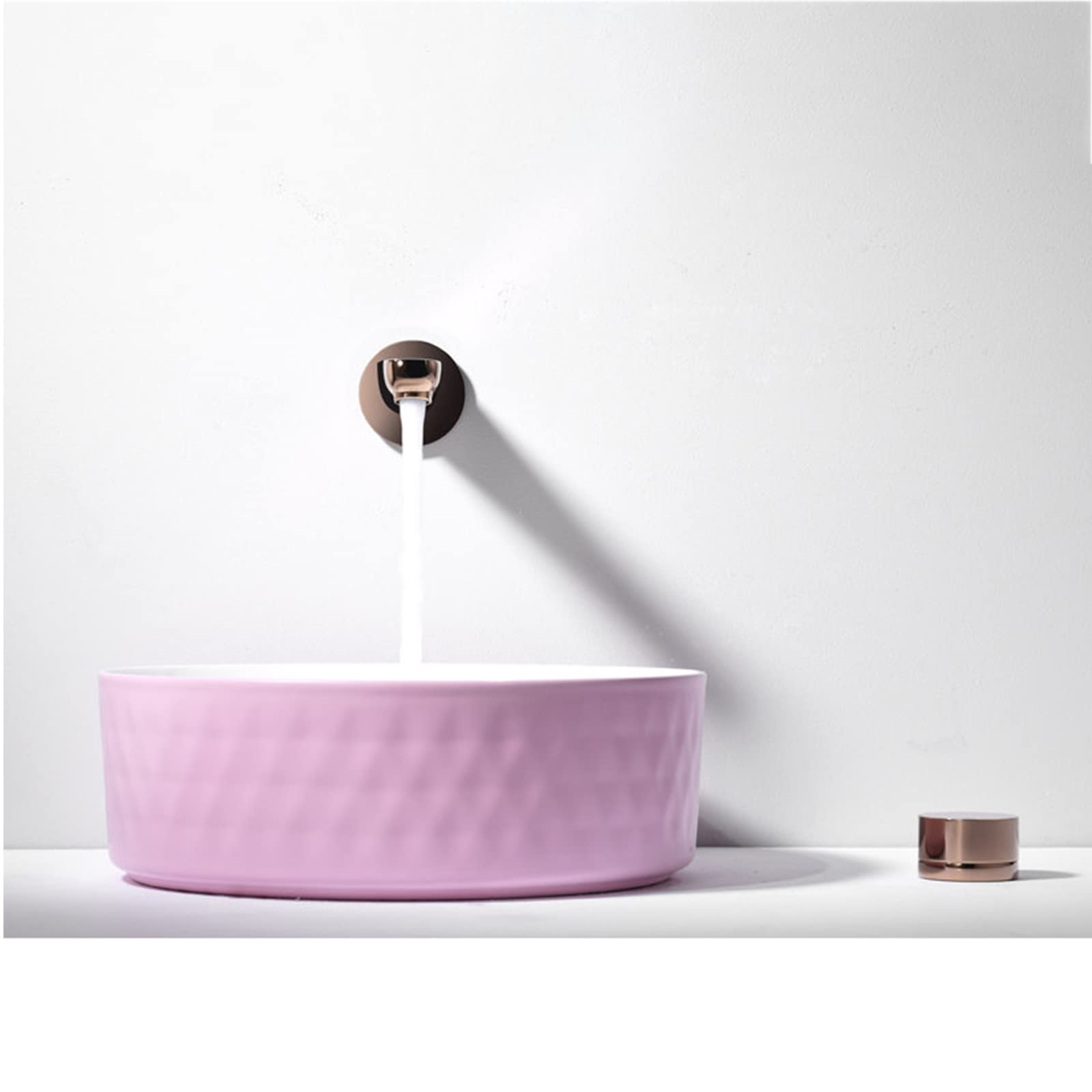 Grifo de baño Grifo de Lavabo de baño de 2 Orificios Grifo Mezclador de Lavabo montado en la Pared Grifo de Lavabo de latón Grifo de Lavabo de Agua fría y Caliente Grifo de Lavabo de Recipiente Grifo