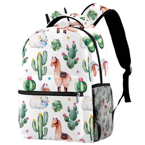 Sac à dos d'école lama et cactus multicolore : le cadeau idéal pour filles et garçons