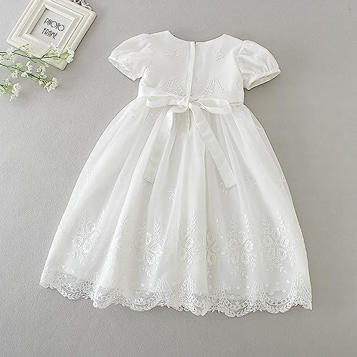 Baby Girl Christening Baptism Dress Long Blessing Gowns White Formal Wedding Dresses for Newborn3