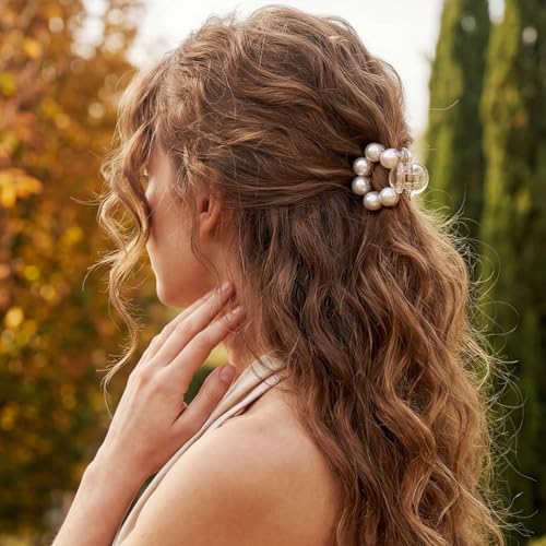 Pinzas de Pelo Decorativas con Perlas CAKURE (Pack 3, Blanco) miniatura 3