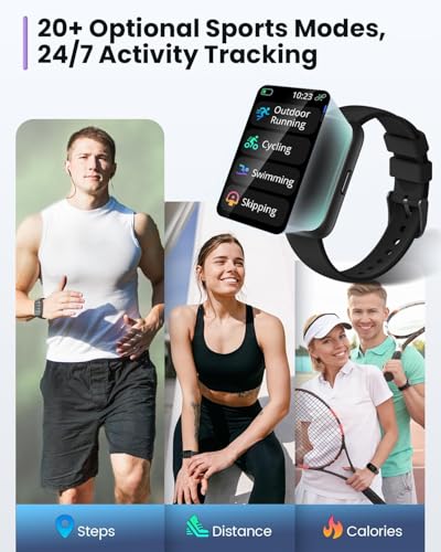 Image of RUXINGX Fitness Trackers,Smart Watches for Men Women with 24 /7 Heart Rate /SpO2 /Sleep Monitor, Fitness Watch with IP68 Waterproof, Health Activity Trackers for Android and iPhone Black