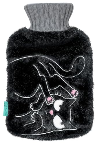 moses. Ed the Cat Plüsch-Wärmflasche mit Bezug – Wärmflasche mit weichem Überzug im frechen Katzen-Design 700 ml Fassungsvermögen, Geschenkidee...