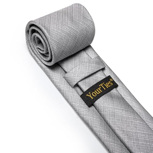Image of YourTies Striped Ties for Men Classic Woven Silk Necktie with Handkerchief Cufflinks Set Formal Business Party Wedding