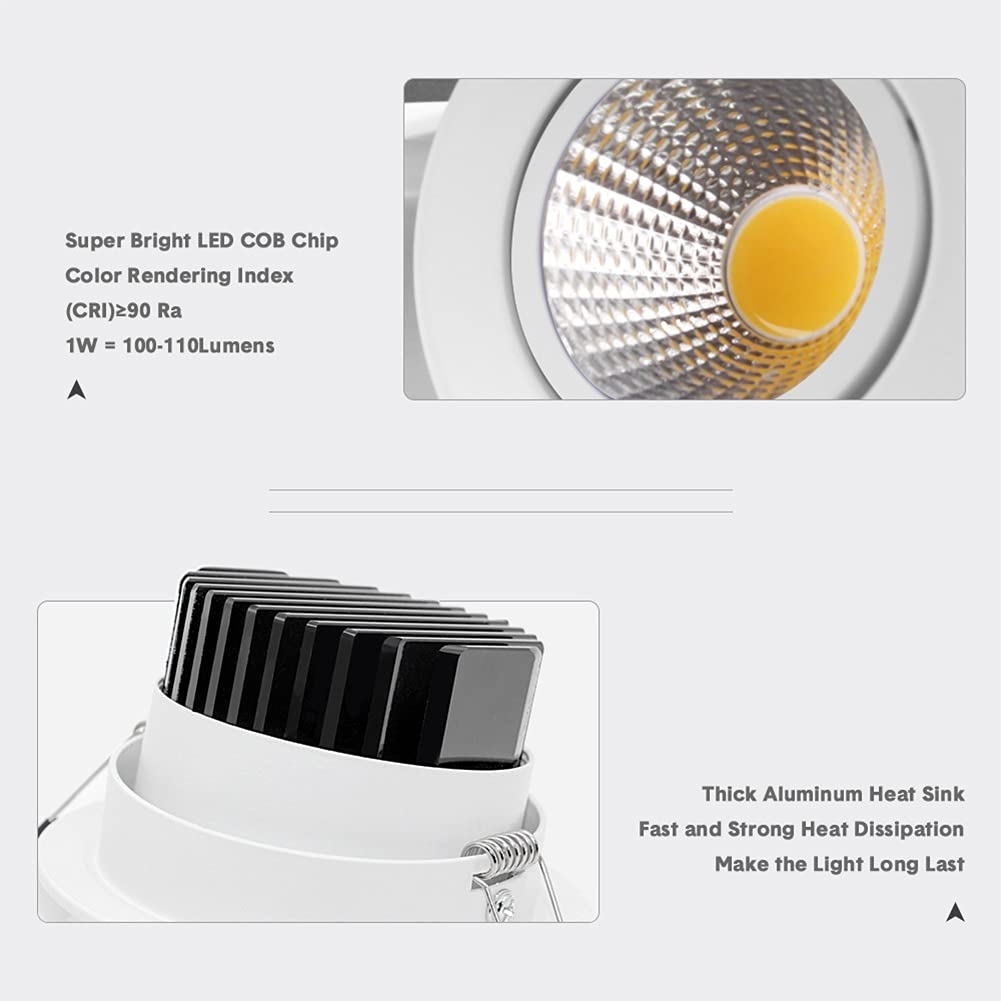 Chillers Foco Empotrable LED Giratorio Incluye 4 Fuentes de Luz Focos Empotrables Plafón Empotrable en Níquel Plafón Empotrable (Color : Warm White, Size : Chrome 9W Dimmable)