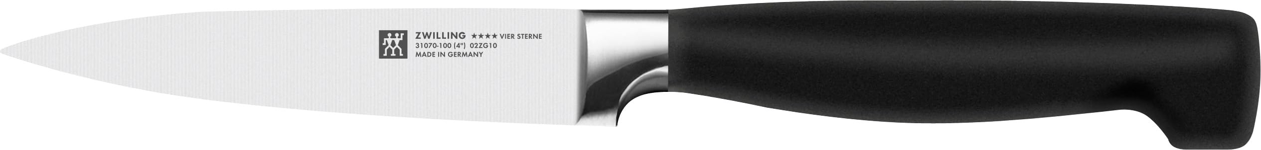 ZWILLING Vier Sterne Messerset, 2-teilig (Kochmesser 20cm, Spickmesser 10cm), Rostfreier Spezialstahl, Ergonomischer Kunststoff-Griff, Schwarz [Made in Germany]