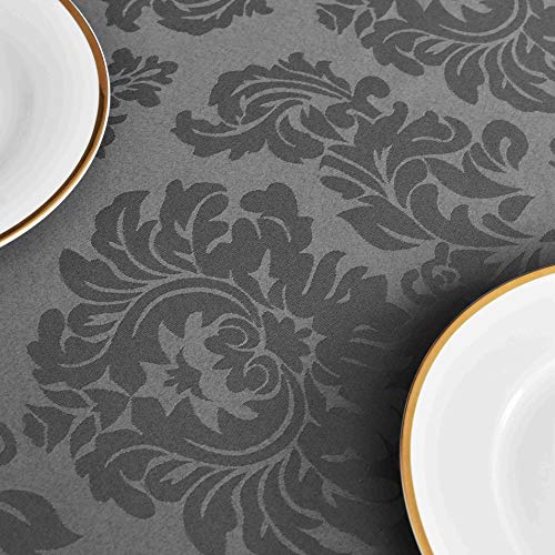 maxmill Jacquard Table Cloth Damask Pattern Spillproof Wrinkle Resistant Heavy Weight Soft Tablecloth for Kitchen Dinning Tabletop Outdoor Picnic Rectangle 52 x 70 Inch Charcoal by maxmill - Image 8