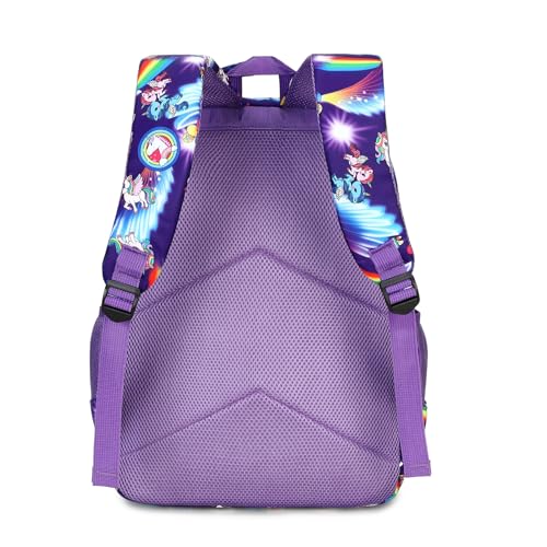 Octsky School Backpack for Girls, Kids Unicorn Bookbag with Lunch Box, Purple4