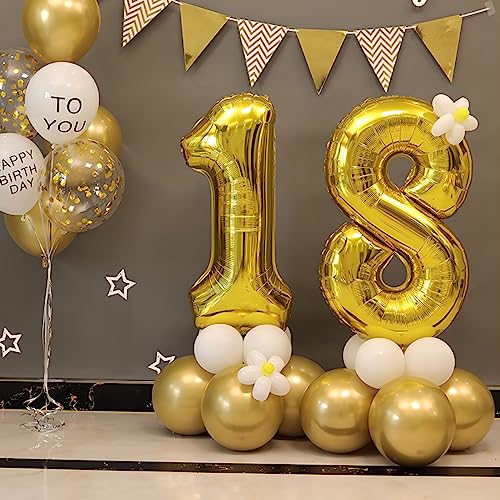 Image of Gold Number Balloons Birthday Balloons - Giant Gold Number 1 Balloon 40 inch, Numbers Balloon Birthday Decorations, Gold Party Supplies for Women Men