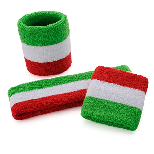 image for ONUPGO 3 Sweatband Set Sports Headband Wrist Striped Terry Cloth Wrist