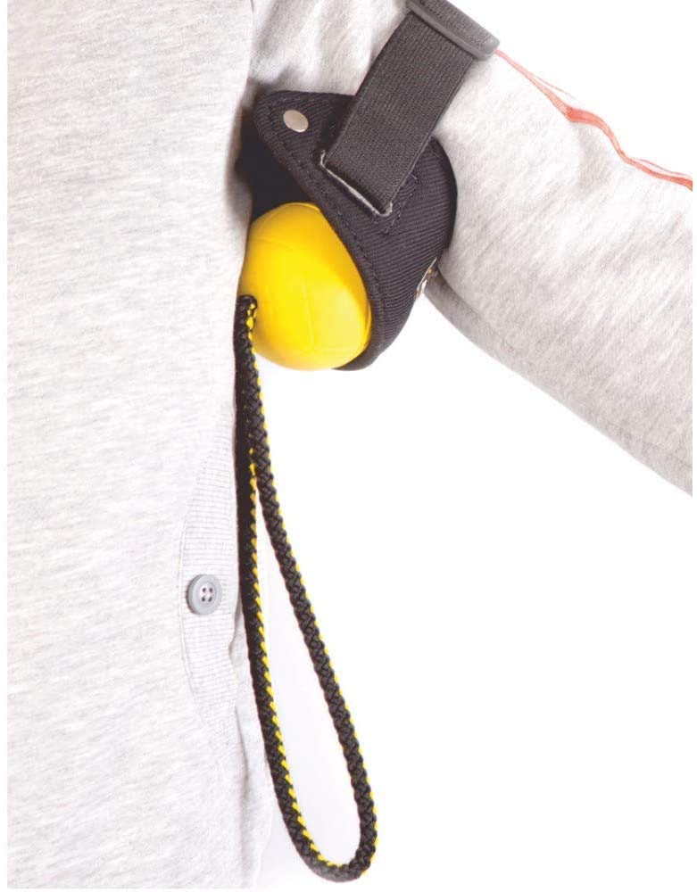 Dingo Gear Ball für Training schwimmed Ball weich Gummiball Farbe Gelb apport Spiel mit Hund Ausbildung (Set Ballhalter+ Bäll # 70 mm Seil 30 cm)