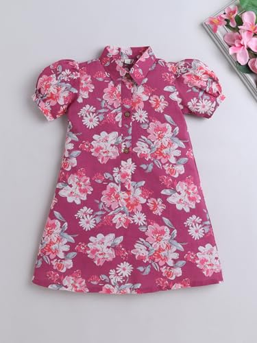 Image of The Magic Wand Printed Dresses for Kids Baby Girls, Fancy Stylish Knee Length One Piece Midi Frocks for Girls, Casual Dress for Summer Season