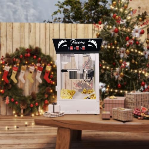 Image of Commercial Popcorn MAKER Machine, 12 Ounce Kettle Stainless Steel Popcorn Maker with Tempered Glass, Warming Deck, 850W Countertop Popcorn Popper for Parties, Events, and Home Theater, Black
