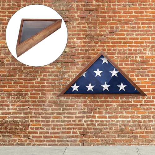 TEHAUX Vitrine De Madeira Para De Veteranos Americanos Moldura De Caixa De Sombra Triangular Caixa D