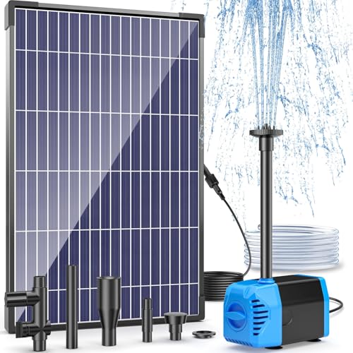 POPOSOAP POPOSOAP 12W Solar Fountain Pump, Solar Pond Pump 160GPH Adjustable Flow, Dry-Run Protection, 16.5Ft Cord /6.6Ft Tubing for Pond/Waterfall/Garden/Hydroponics-P112L