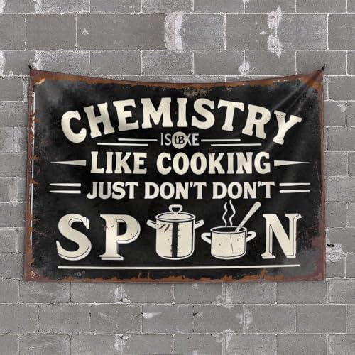 livre OGBD Décoration de garage pour homme La chimie est comme la cuisine, juste ne tournez pas. Tapisserie décorative pour homme, grotte, décoration d'intérieur pour hommes (100 x 150 cm)