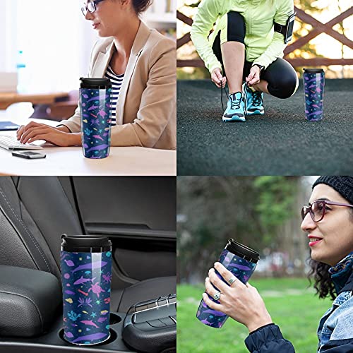 Taza de café colorida brillante del viaje de la vida marina taza de café plástica con la tapa de la pared doble aislada… - Imagen 6