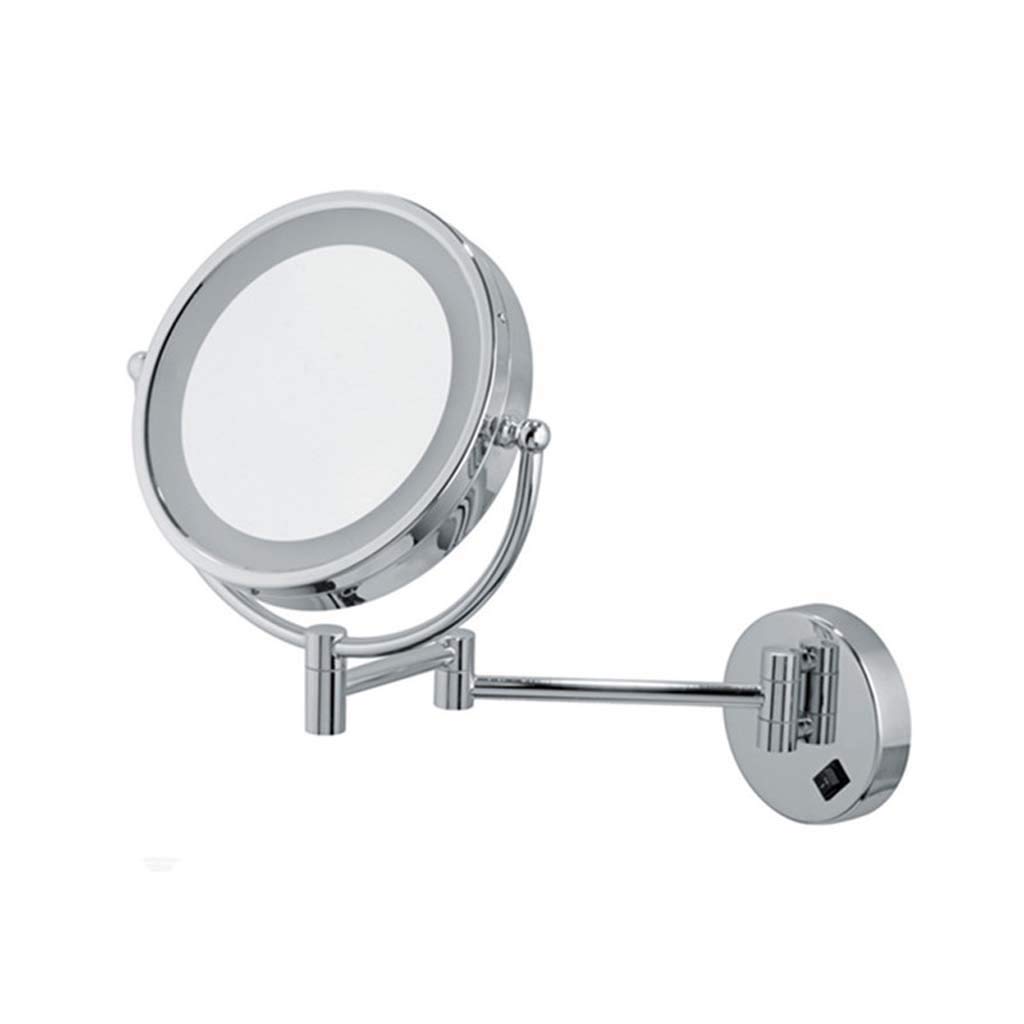Espejo de maquillaje, espejos de tocador de baño Espejos de baño montados en la pared con Luces, montado en la pared -5 aumentos 8.5'' giratorio de Dos Caras extensible