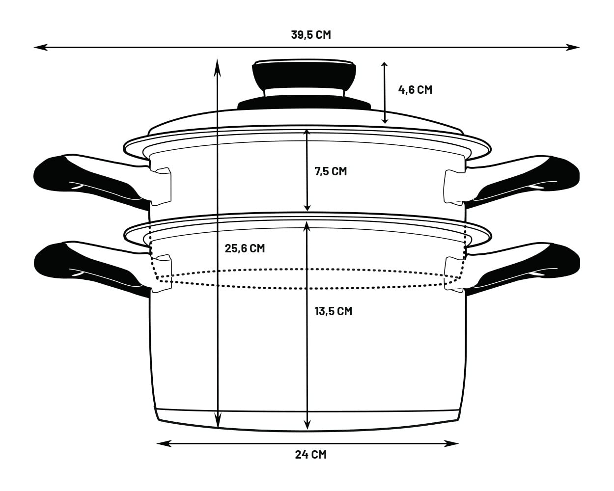 Vaporizador 6L Inox 18/10 – Diámetro 24cm – Todos los fuegos – Termómetro integrado