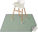 Blissful Diary tapis de protection pour bébé sous chaise haute, 50,4 x 50,4 po, tapis éclaboussures essuyable, imperméable et lavable, protecteur de sol antidérapant, Vert sauge
