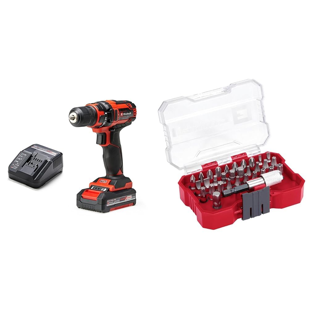 Einhell TC-CD 18/35 Li (1x1,5 Ah), Akülü Vidalama + Einhell Vidalama uç seti 32 parça, XS-CASE kutu
