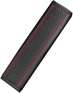 MENGCH Almohadilla Cinturon Coche Cuero de PU,Almohadillas Protectoras para cinturón de Seguridad Hombreras de cinturón de Seguridad Respirable Protector de Cinturón de Seguridad, W,Negro Rojo