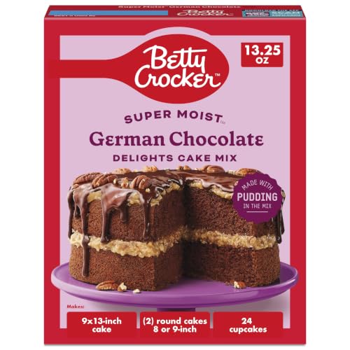 Betty Crocker Delights Super Moist German Chocolate Cake Mix, 13.25oz, 12pk