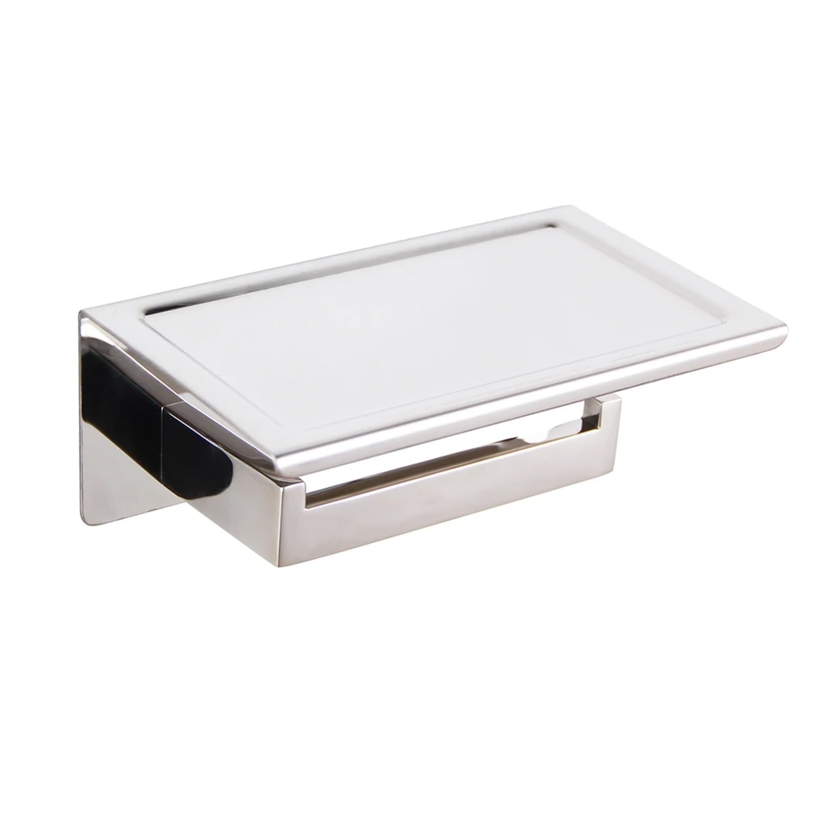 Stały uchwyt na papier toaletowy, Toilet Paper Holder With Shelf Stainless Steel Wall Mount Bathroom Multicolor(Mirror Polish)