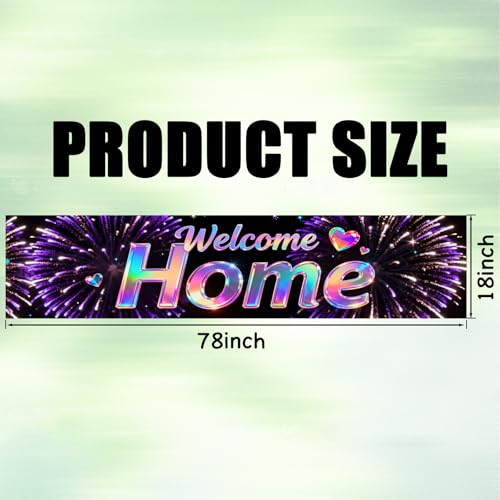 Image of Nuxovilar Welcome Home Banner Rainbow Holographic 17.7x78.7 Polyester