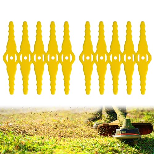10 Pièces Nouvelles Lames de Rechange en Plastique, Lame Plastique Coupe Bordure, Lames de Tondeuse Jardin Tondeuse Accessoires, 140mm Lame Débroussailleuses...