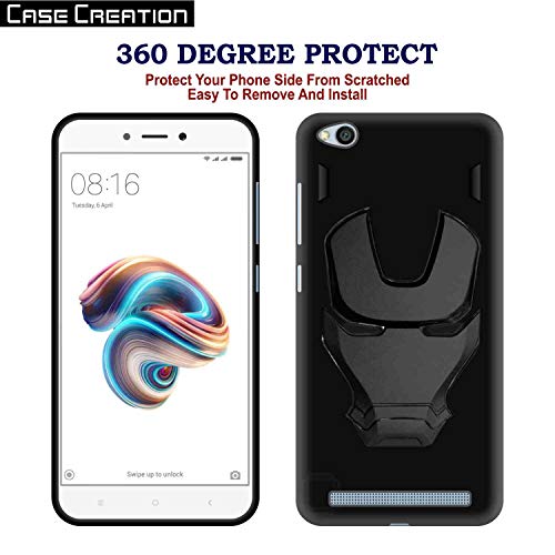 Image of COVERLY Official 3D Touch Feel Trending Marvel Avengers Logo Mask Soft Rugged Grip Iron Man Super Power Cartoon Movie Engraved Silicone Matte Back Cover for Xiaomi Redmi 5A - Black