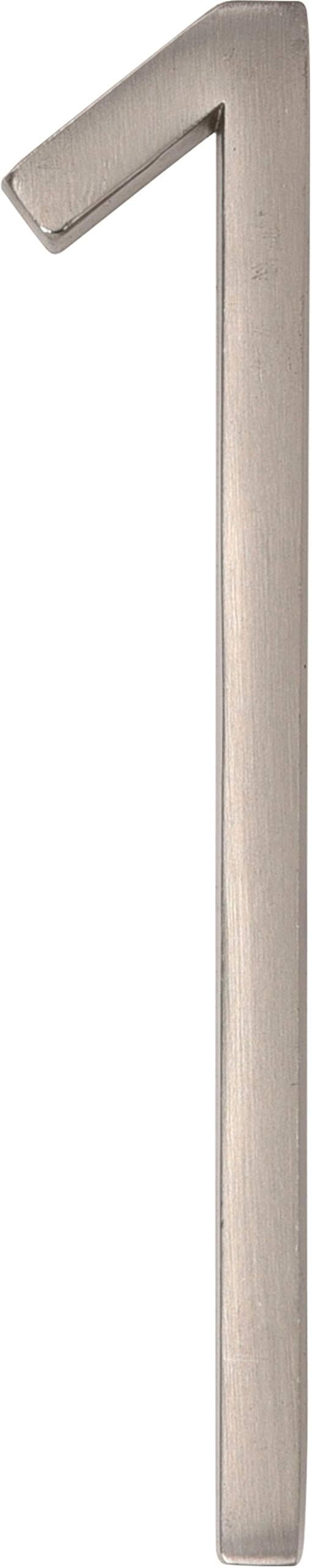 Distinctions 844701 House Number 1, Brushed Nickel Zinc Floating Address Number, Modern Outdoor Address Sign for Front Door, Mailbox, Wall, or Plaque, 5 Inches