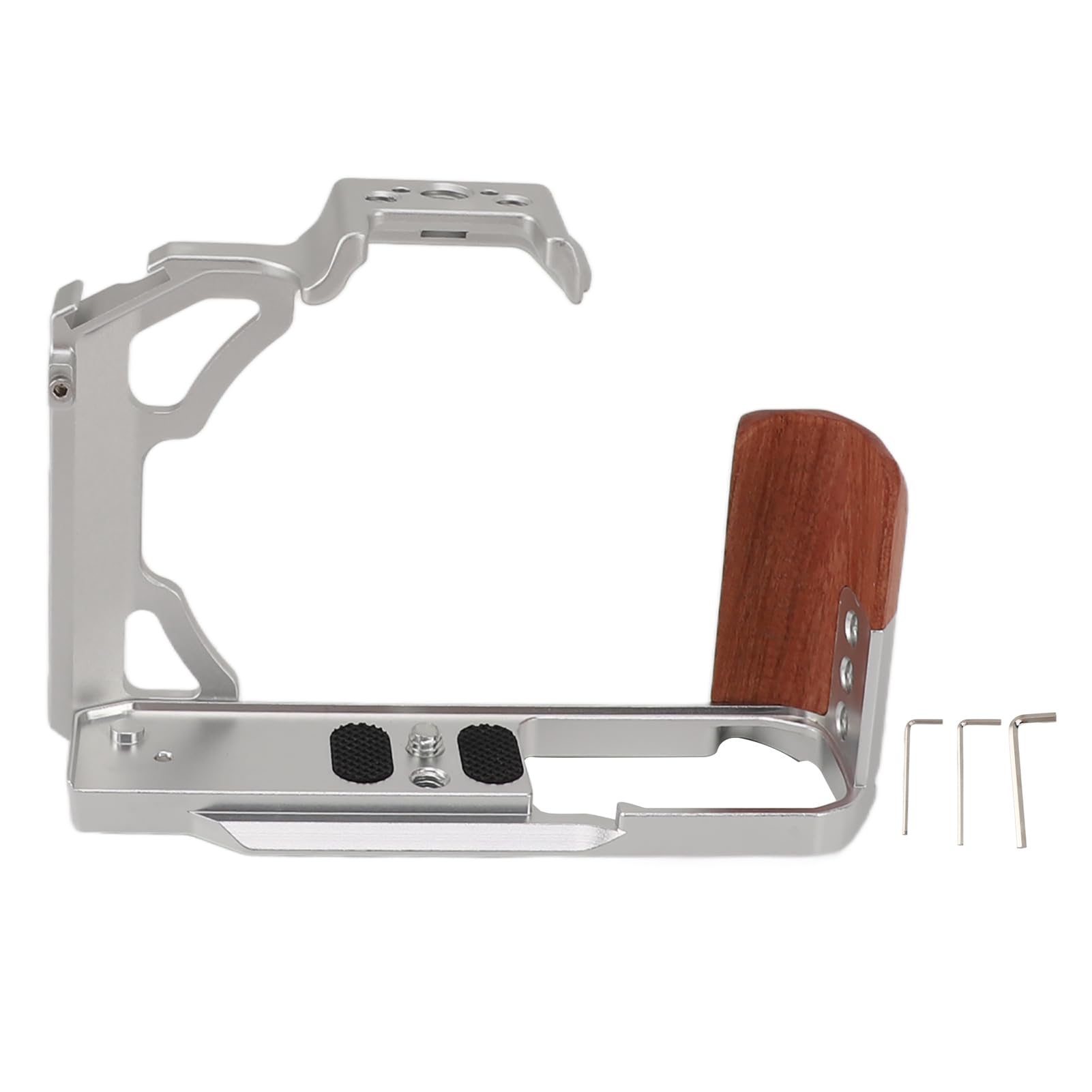 Generic Gabbia per Fotocamera con Manico in Legno per ZFC Lega di Alluminio Leggera Stabilizzazione Video Riprese All'aperto (SILVER)