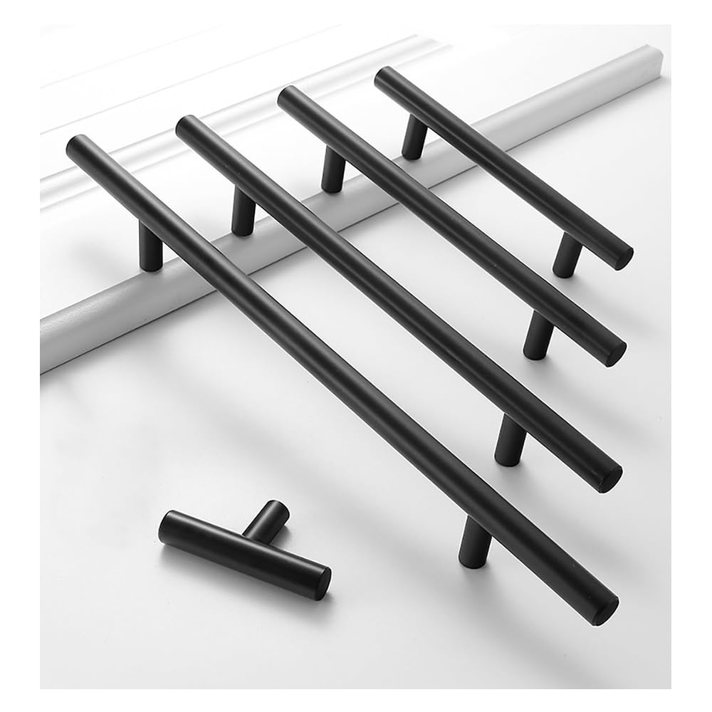 10 Sztuk Uchwyt Do Drzwi Szafki Matowy Czarny Uchwyt Do Drzwi Do Szafy Złoty Uchwyt Szuflady Ze Stopu Aluminium Uchwyt Rozstaw Otworów 96-192mm Uchwyt Meblowy(Black,Single hole)