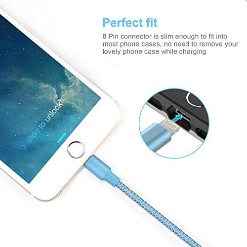 iPhone Charging Cable Novtech 3Pack 6FT iPhone Cable MFi Certified Fast Charging Cord for iPhone 11 Pro XR Xs Max X 8 7 Plus 6S 6 SE 5S 5C 5 iPad 2 3 4 Mini Air iPro iPod Nano 7 Blue